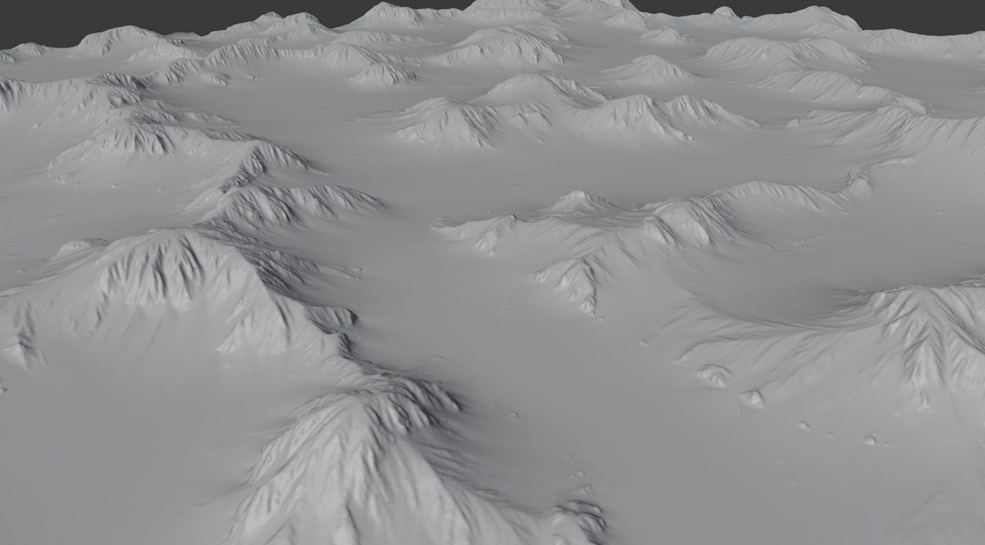 large Mountainous Terrain 8k with Element3D model Free 3D model_4