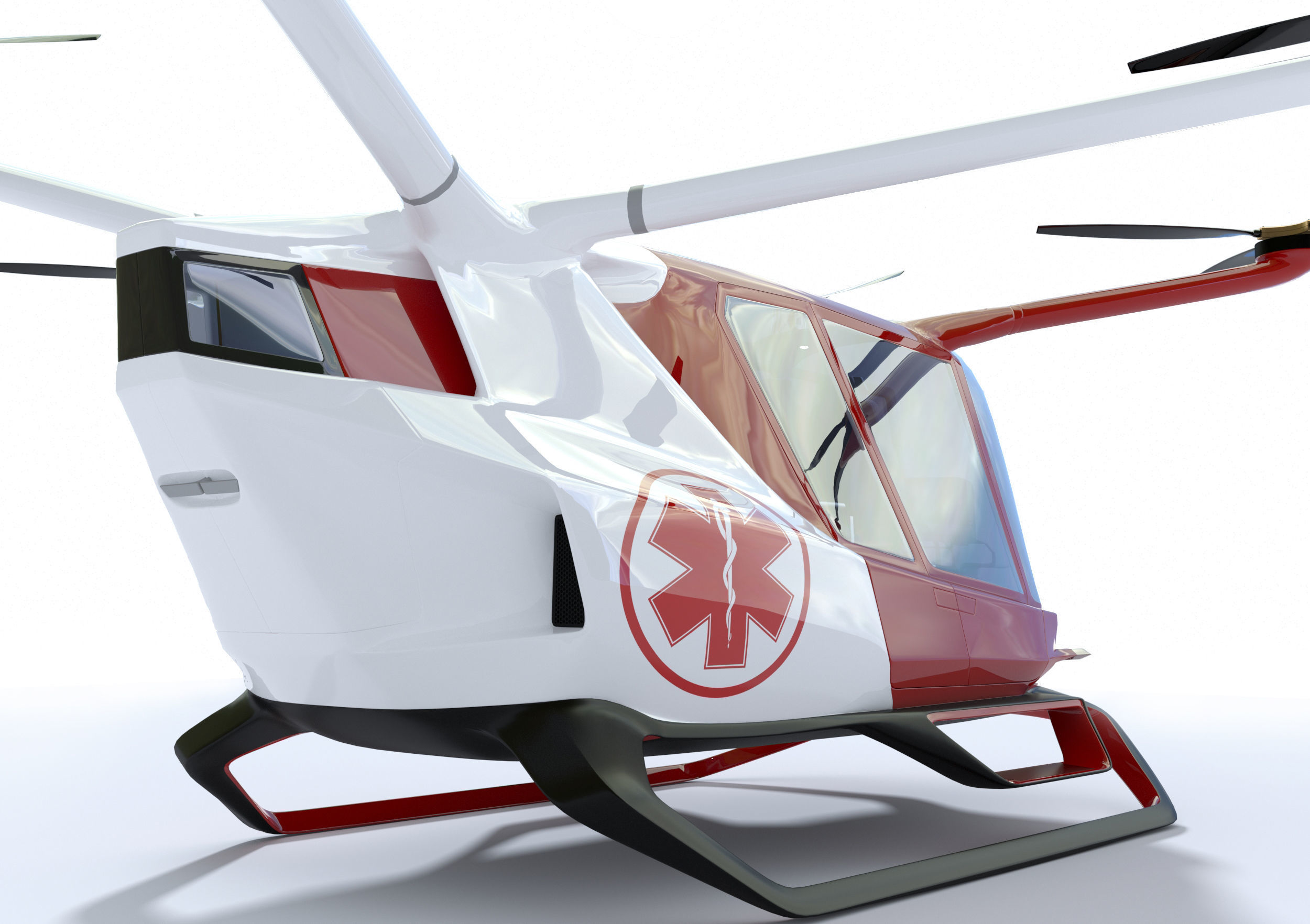 Medical Ambulance Drone with Interior 3D model_3