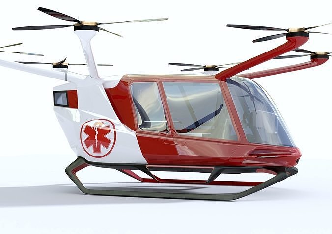 Medical Ambulance Drone with Interior 3D model