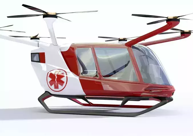 Medical Ambulance Drone with Interior 3D model