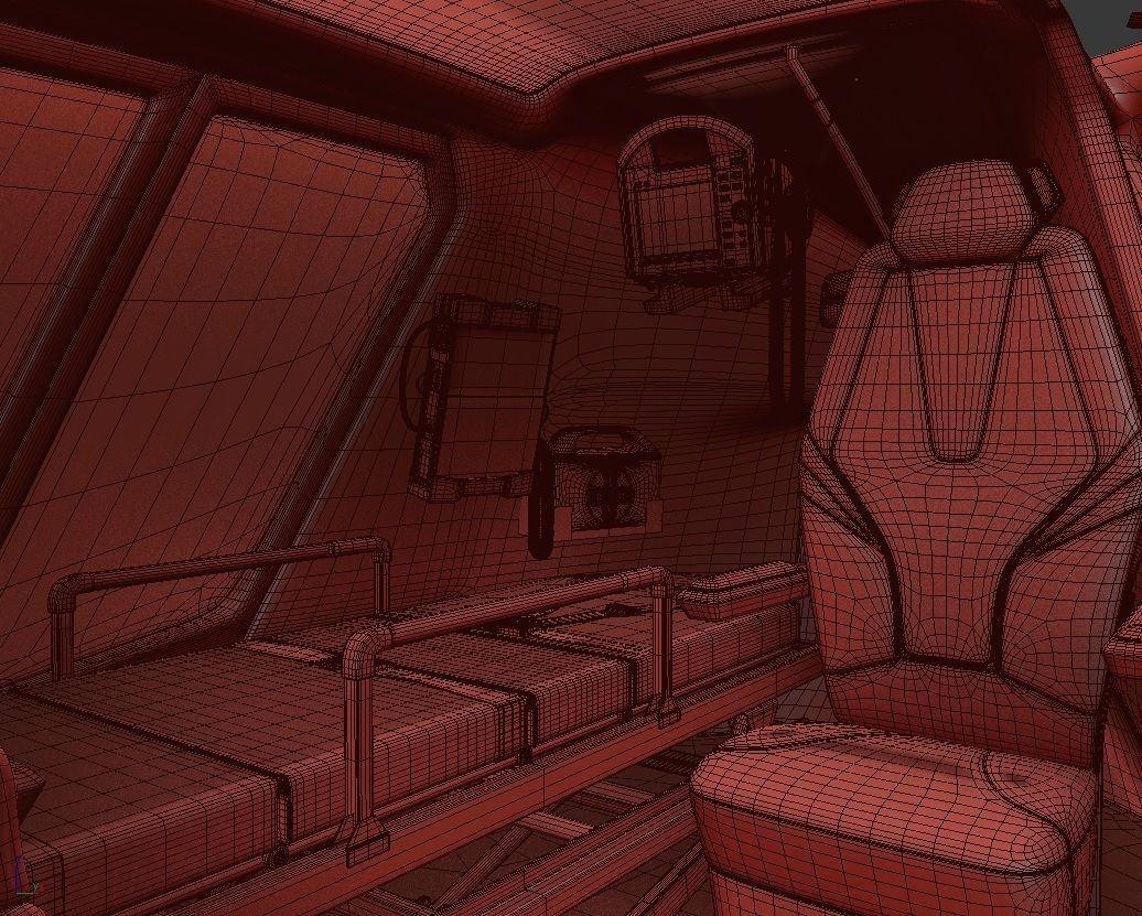 Medical Ambulance Drone with Interior 3D model_22