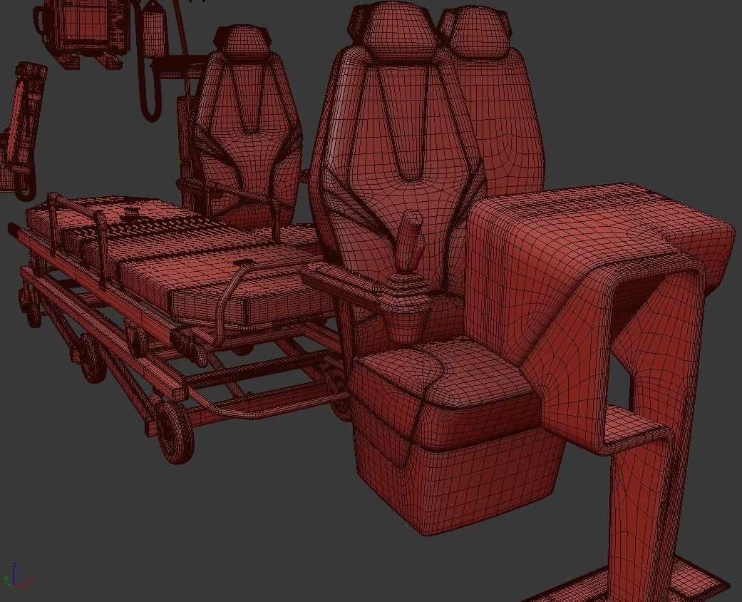 Medical Ambulance Drone with Interior 3D model_24