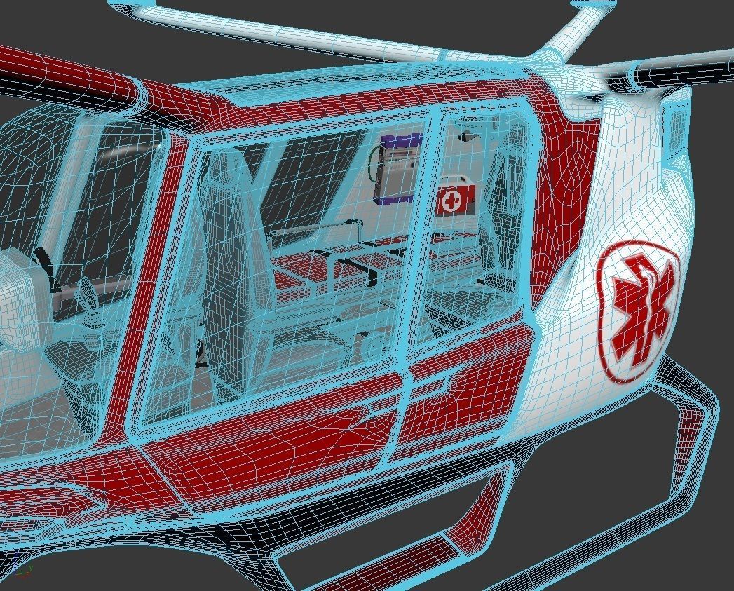 Medical Ambulance Drone with Interior 3D model_5