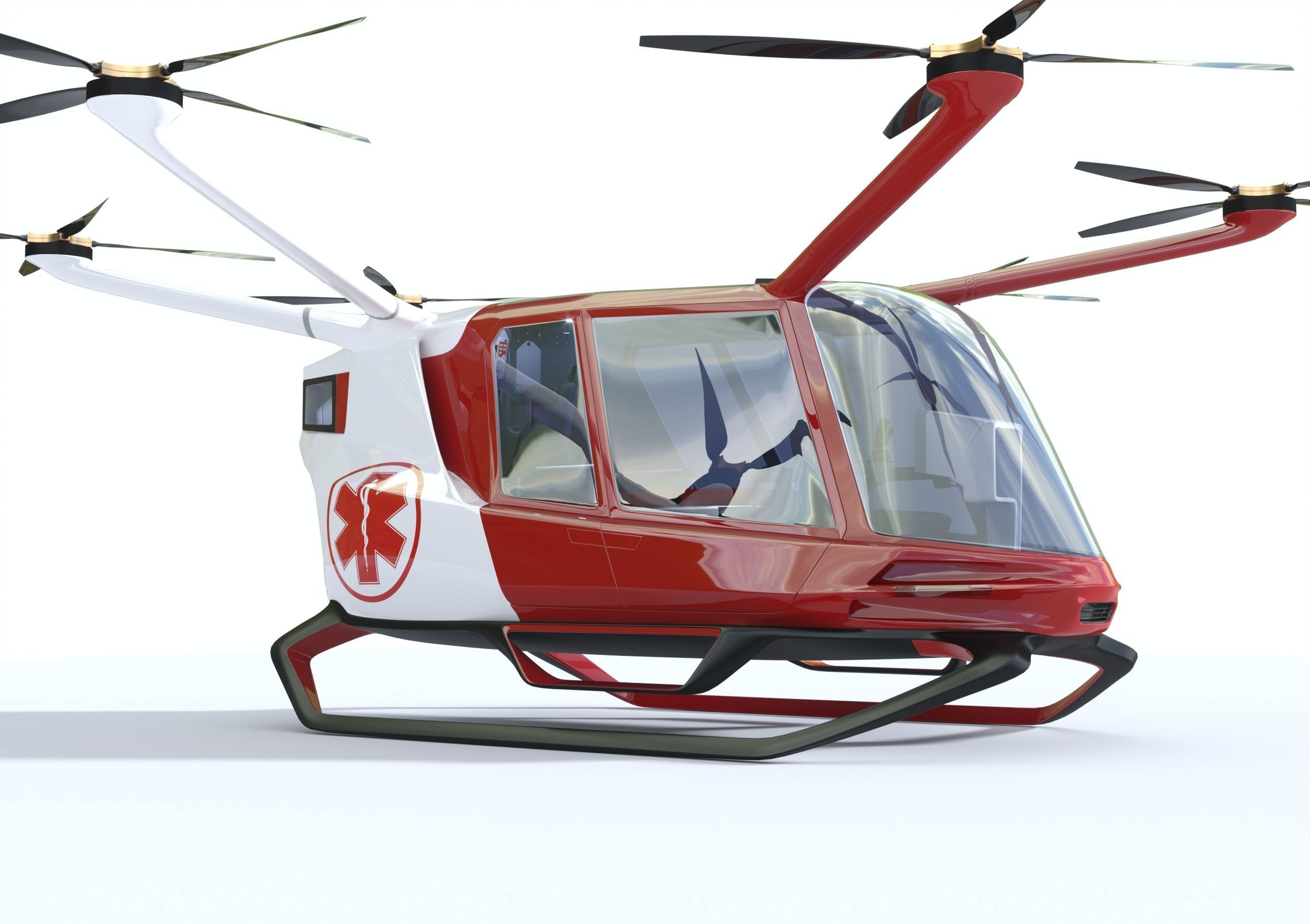 Medical Ambulance Drone with Interior 3D model_12