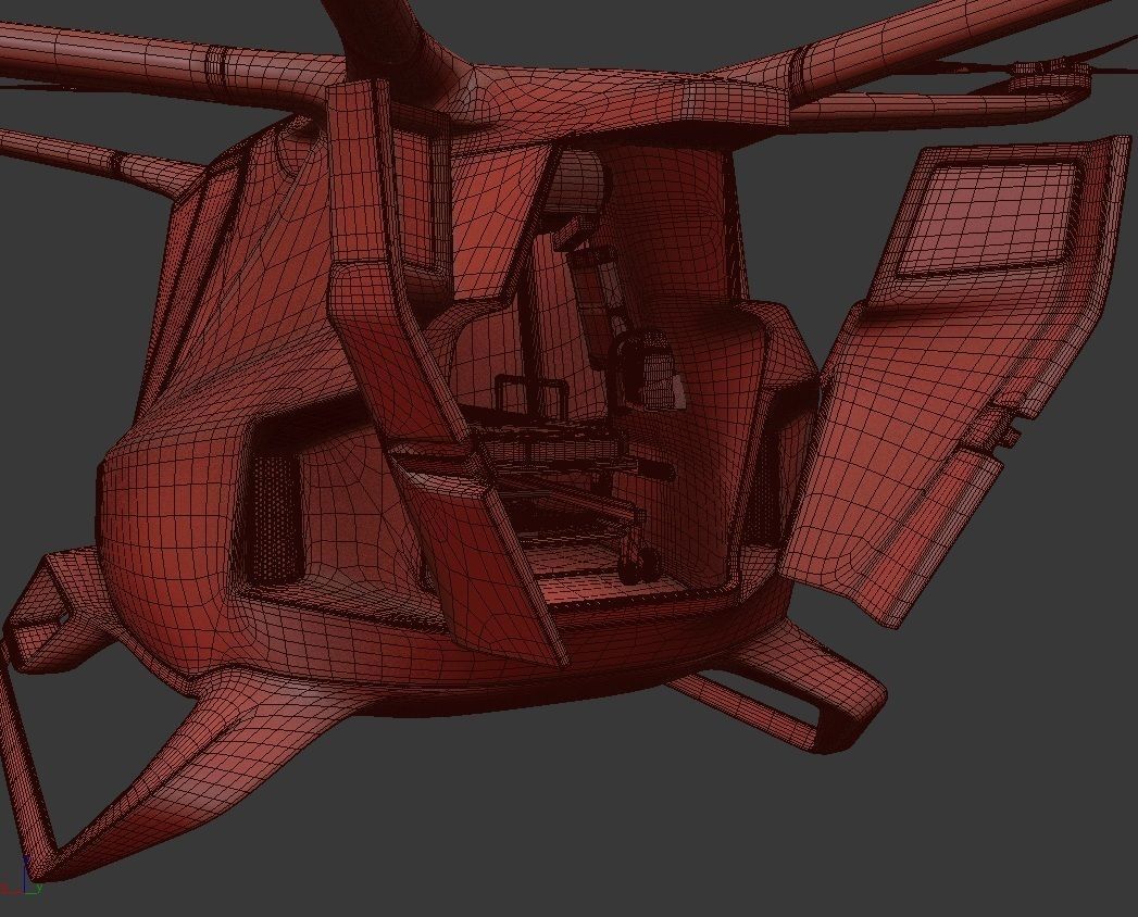 Medical Ambulance Drone with Interior 3D model_25