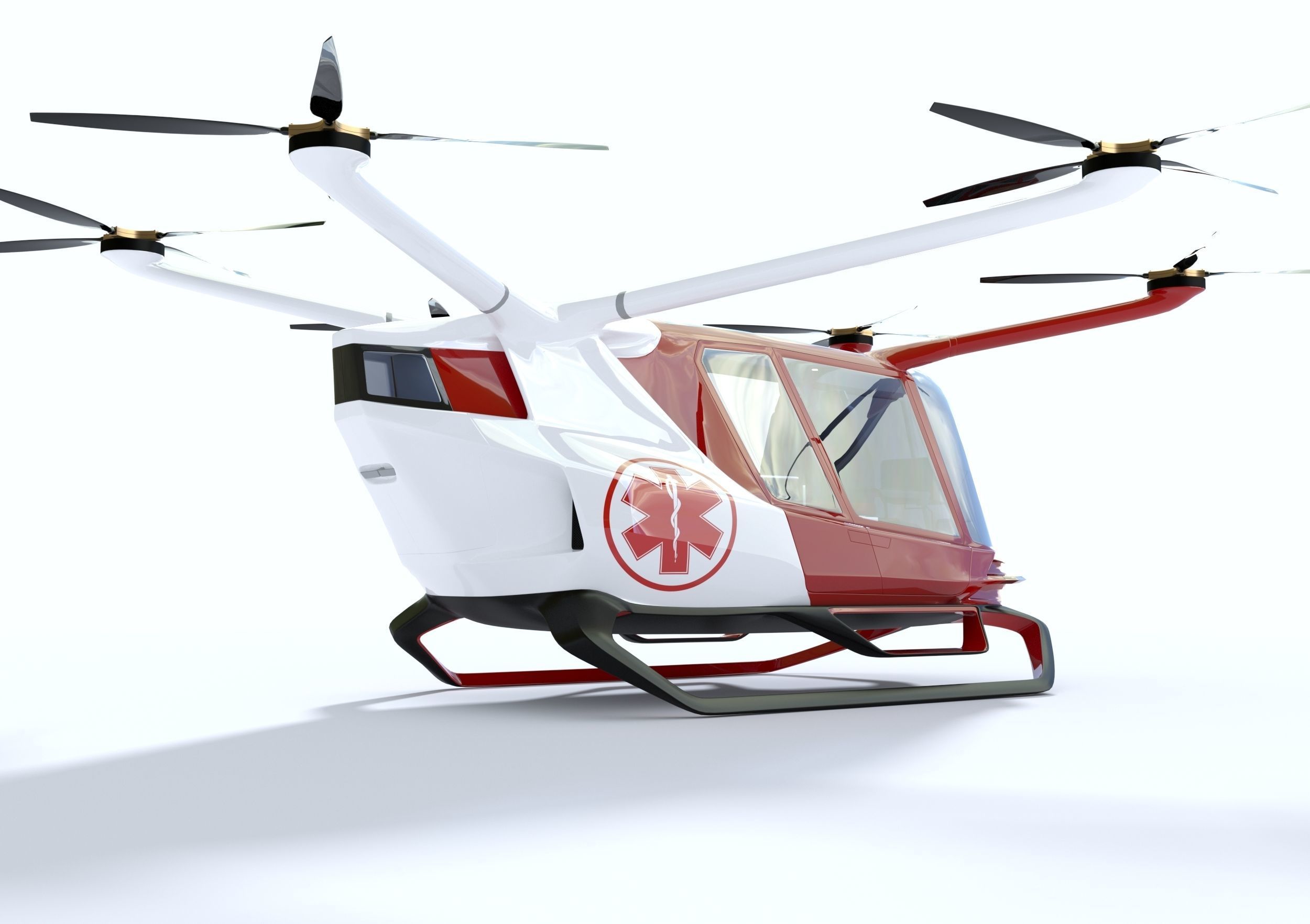 Medical Ambulance Drone with Interior 3D model_6