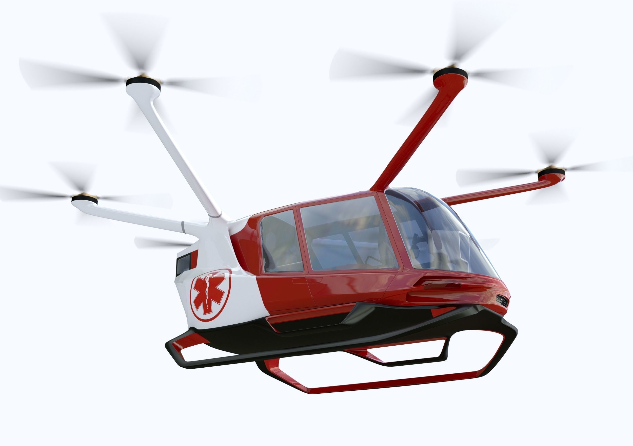 Medical Ambulance Drone with Interior 3D model_13