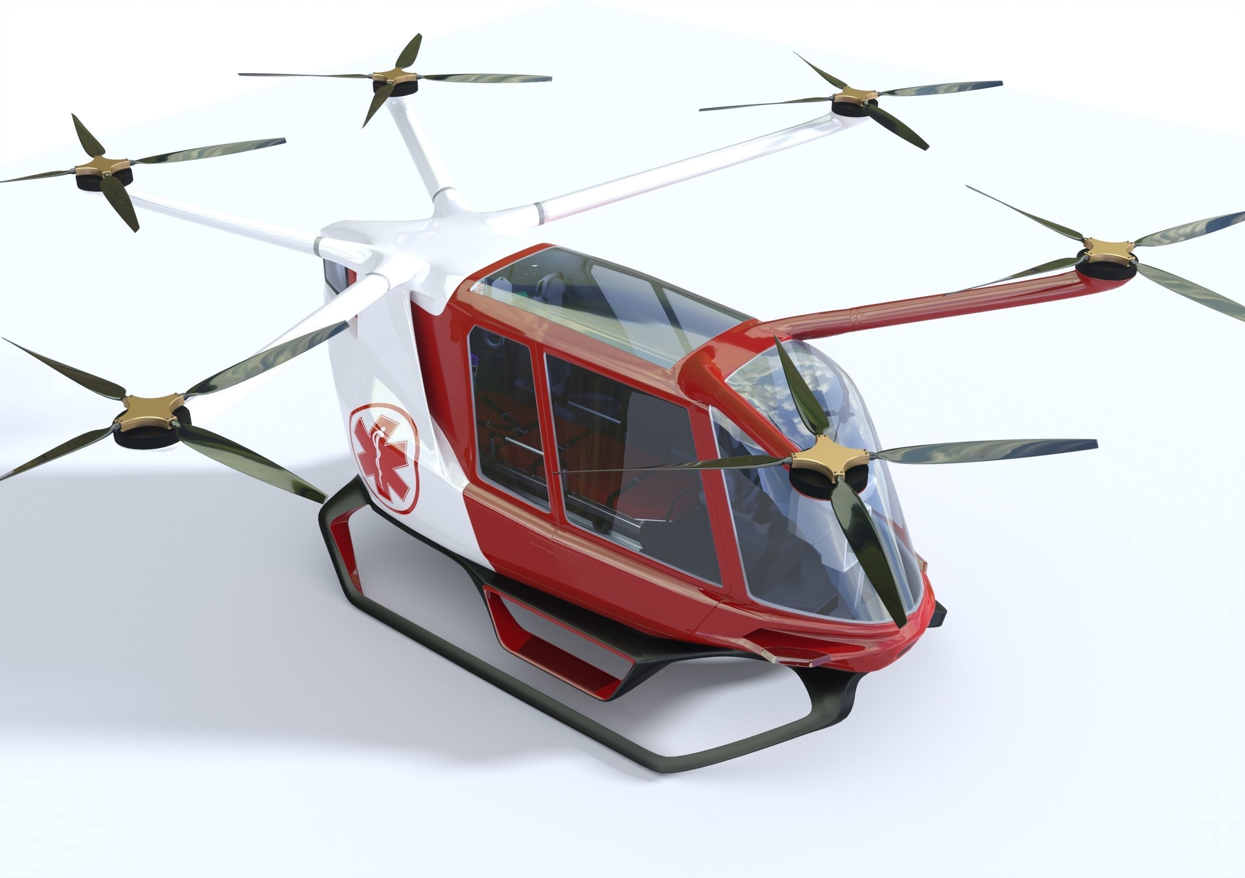 Medical Ambulance Drone with Interior 3D model_2