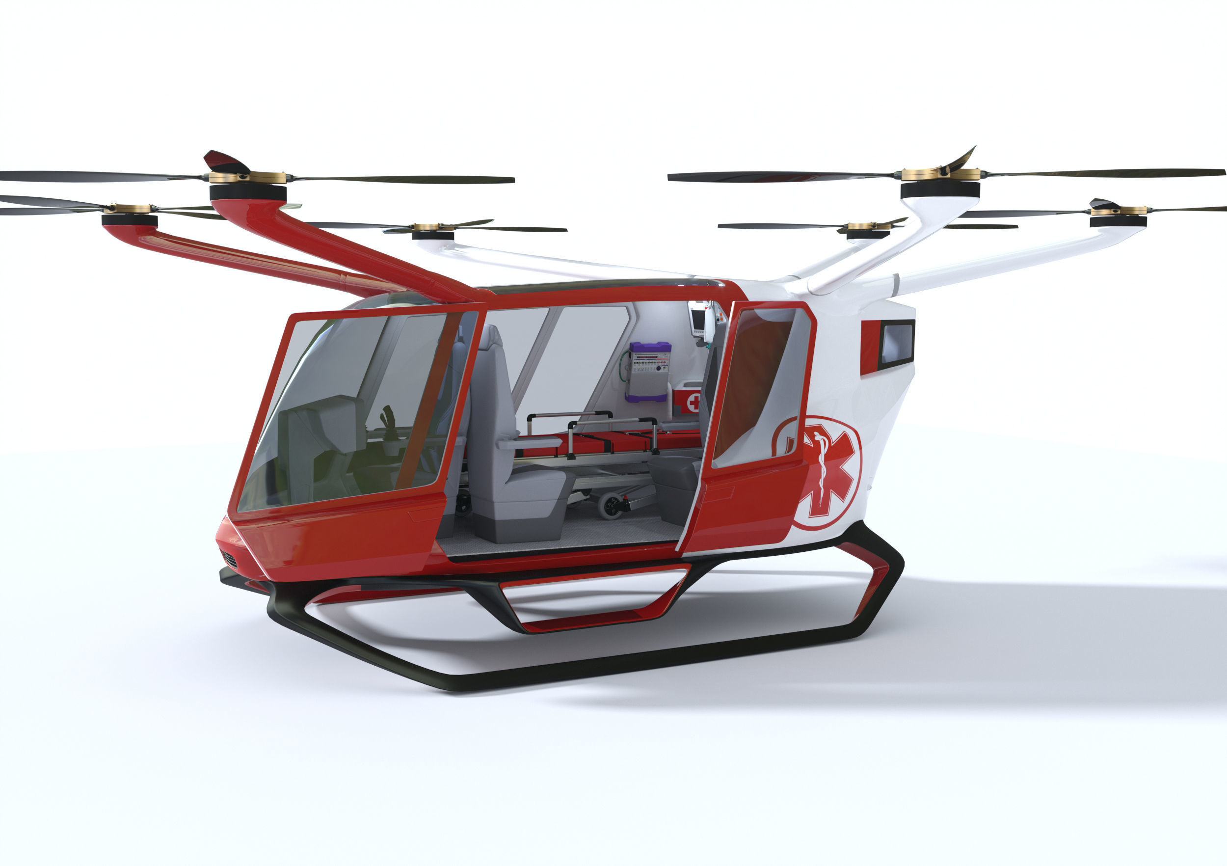 Medical Ambulance Drone with Interior 3D model_7
