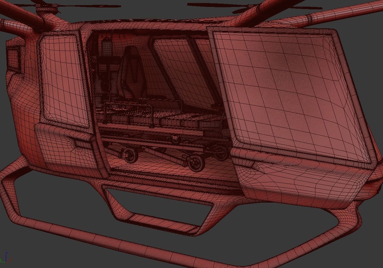 Medical Ambulance Drone with Interior 3D model_19
