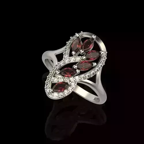 Women Ring with marquise and diamonds 3dm stl 3D print model