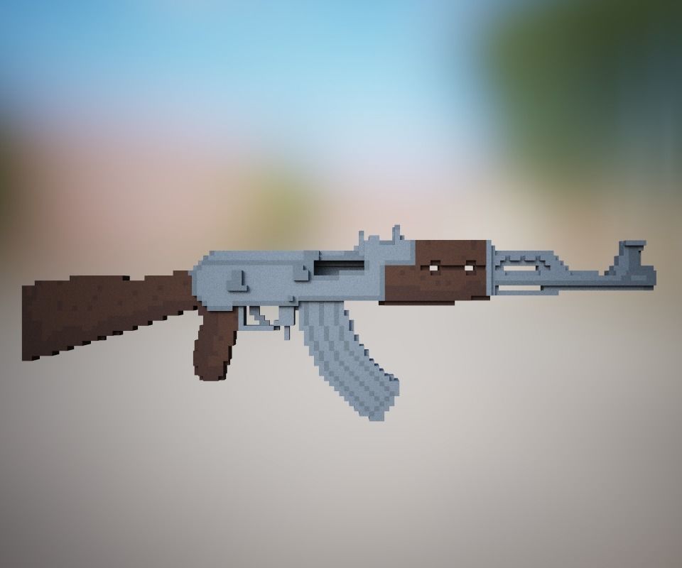 Voxel AK-47 Low-poly 3D model Low-poly 3D model_1