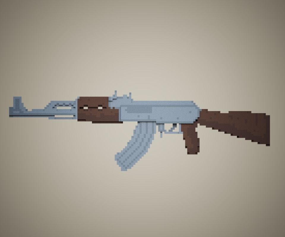Voxel AK-47 Low-poly 3D model Low-poly 3D model_2
