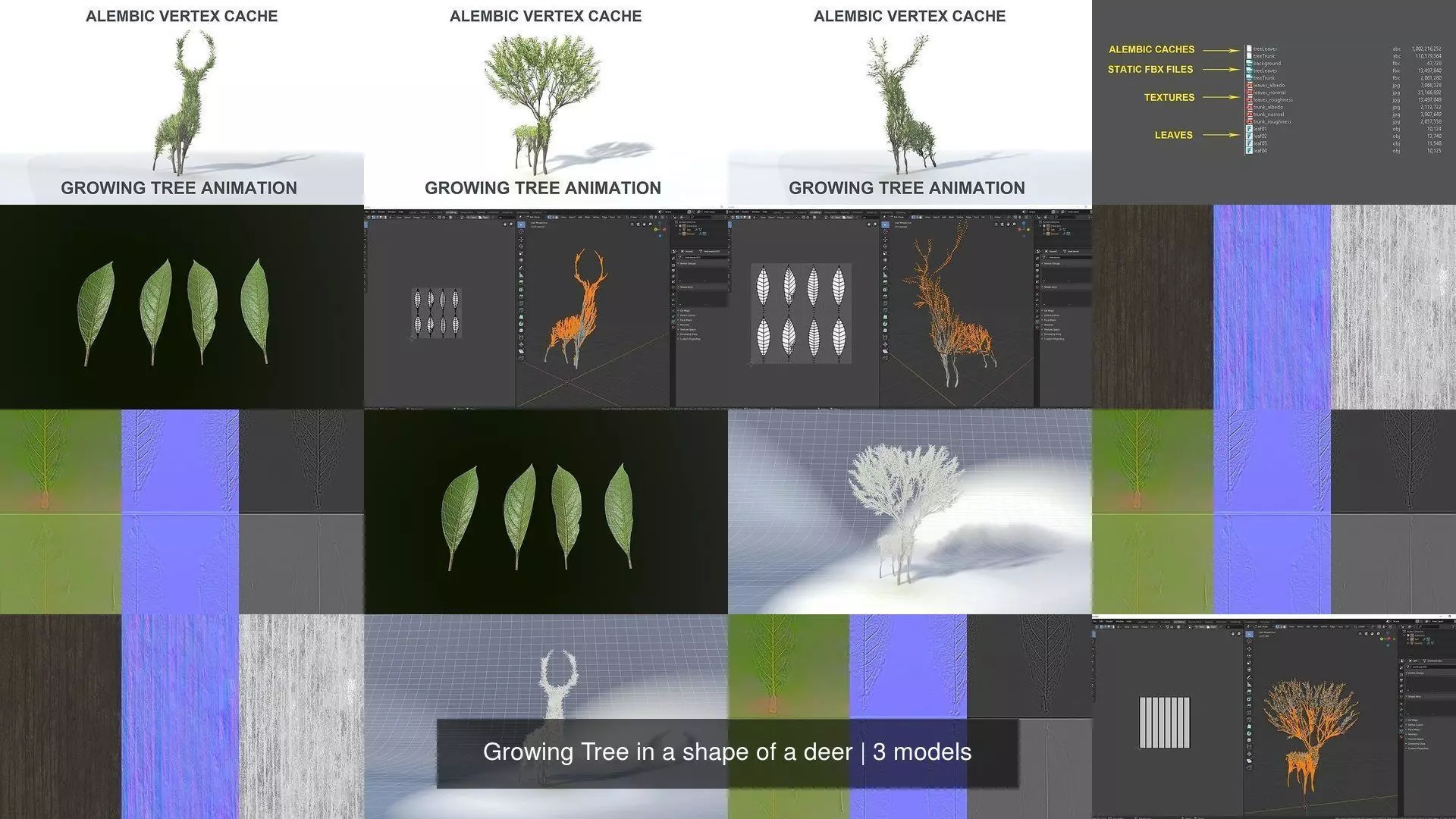 Growing Tree in a shape of a deer 3D Model Collection_8