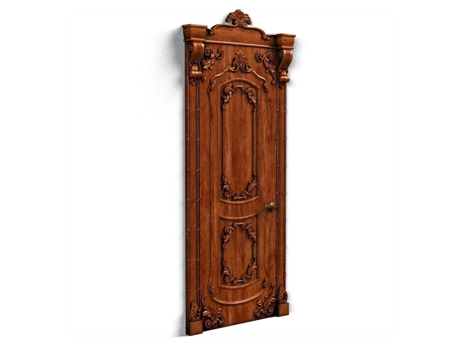 Door0006 ornate wooden door 3D model_3