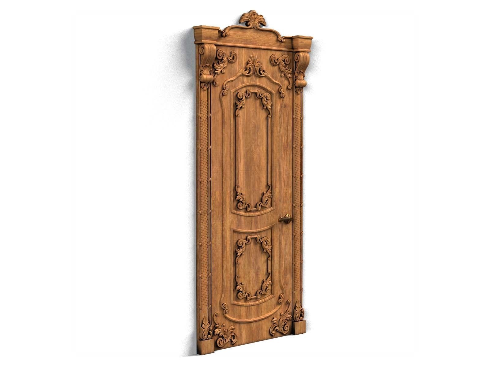 Door0006 ornate wooden door 3D model_5