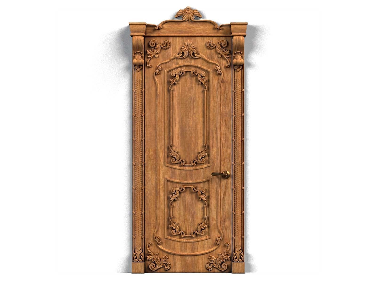 Door0006 ornate wooden door 3D model_2