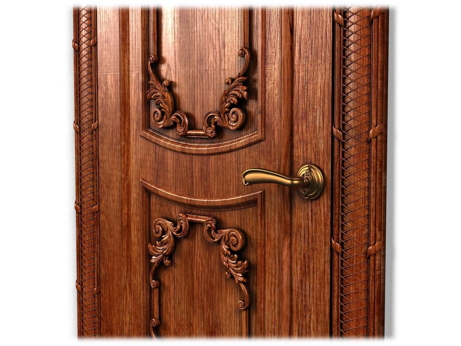 Door0006 ornate wooden door 3D model_9