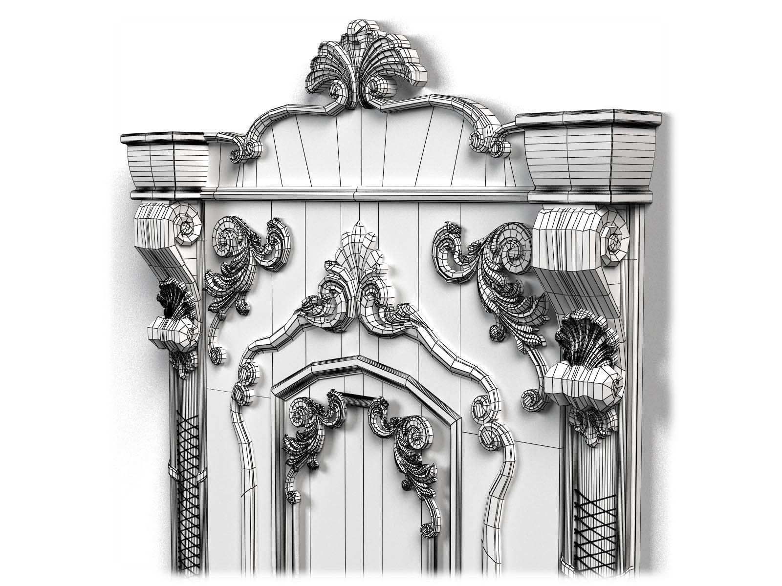 Door0006 ornate wooden door 3D model_8