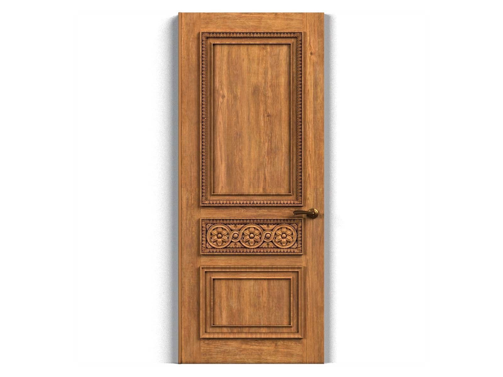 Door0010 carved wooden door with ornate carvings 3D model_2
