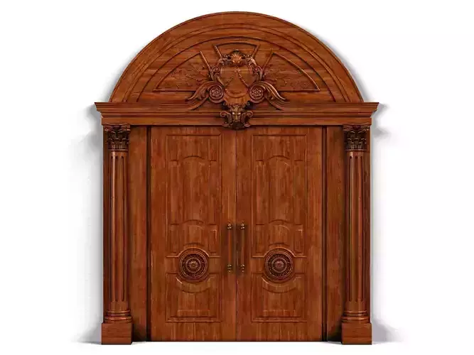 Door0012 wooden door with ornate carvings 3D model
