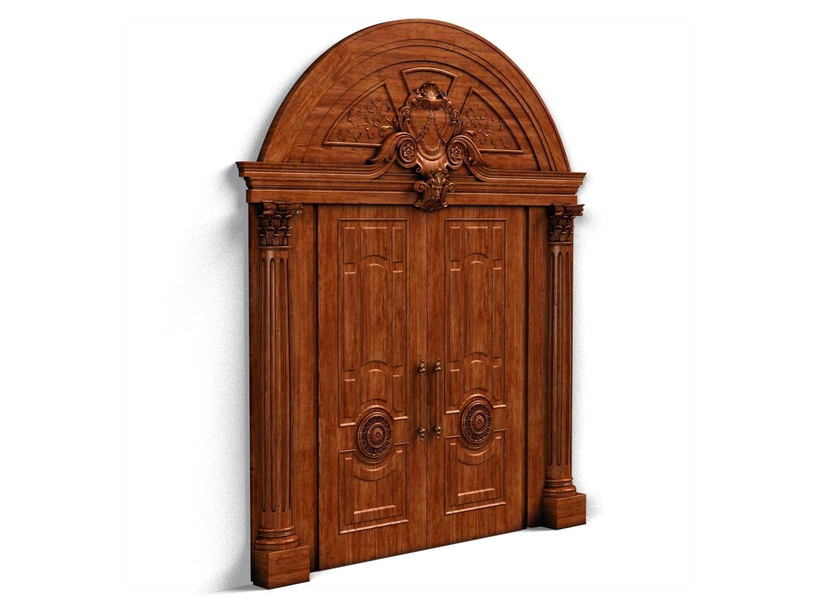 Door0012 wooden door with ornate carvings 3D model_3