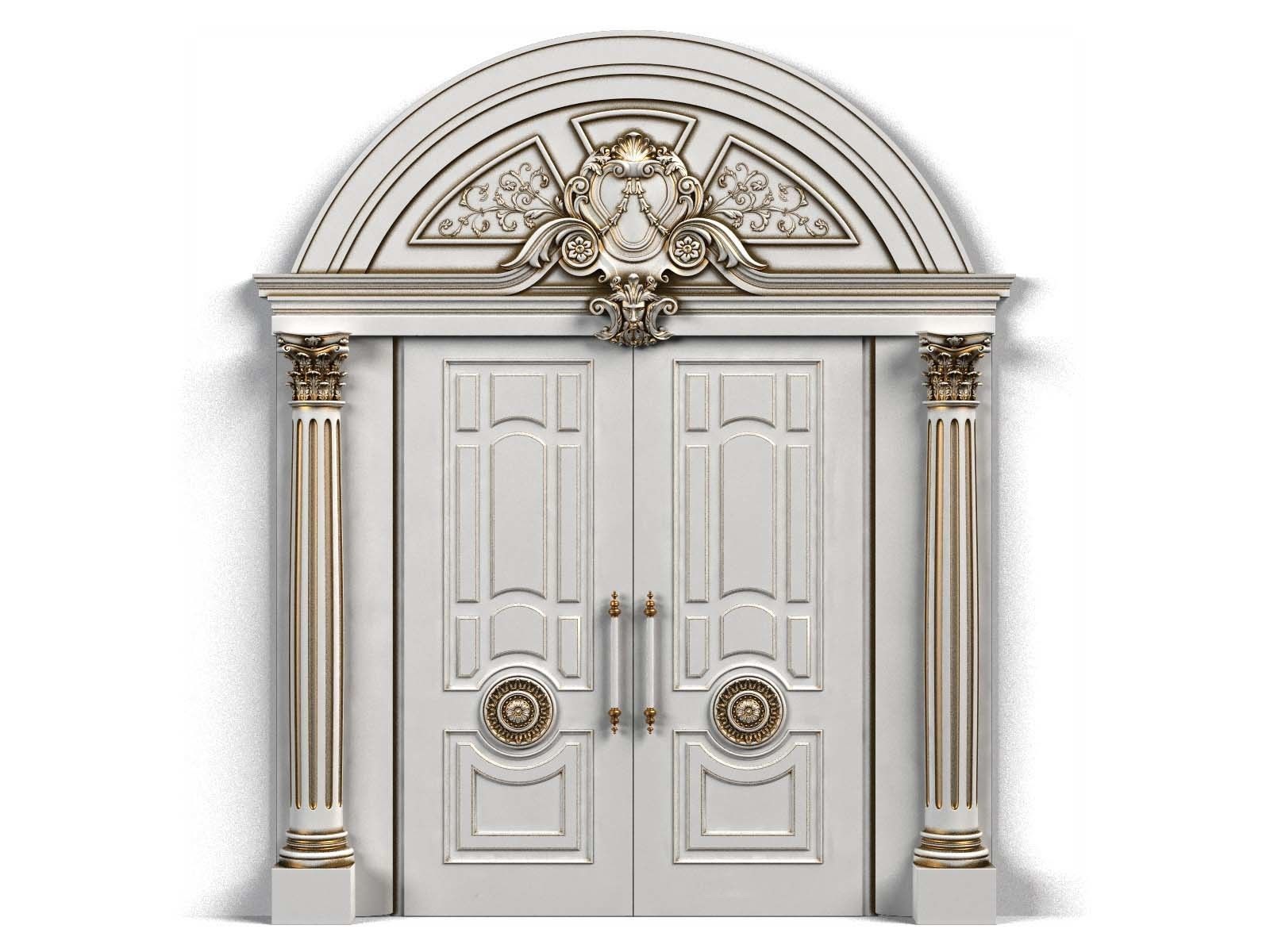 Door0012 wooden door with ornate carvings 3D model_1