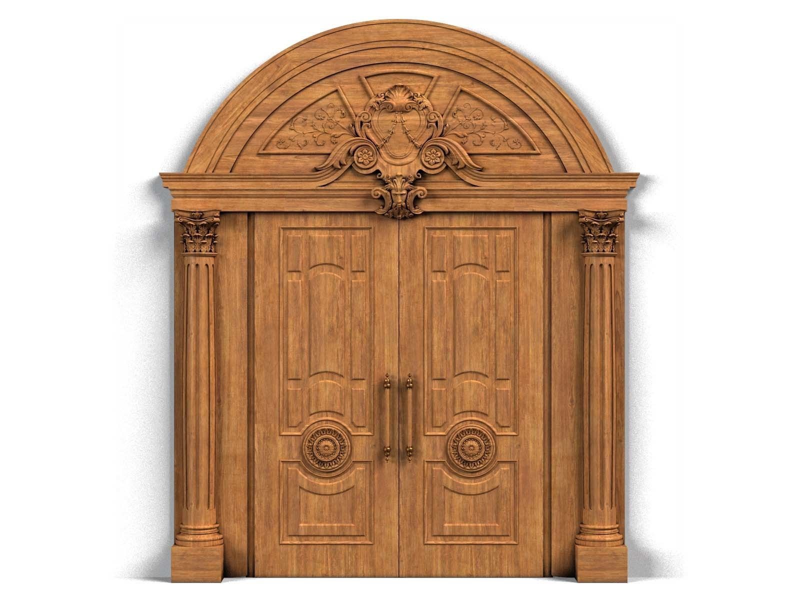 Door0012 wooden door with ornate carvings 3D model_2