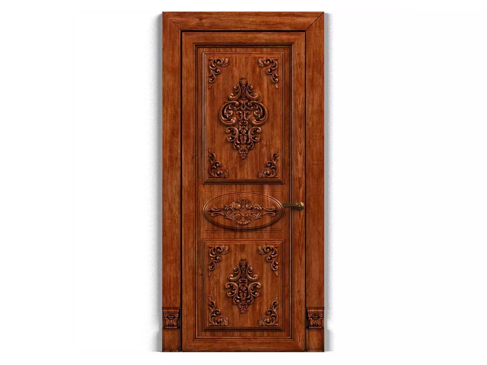 Door0013 wooden door with ornate carvings 3D model_0