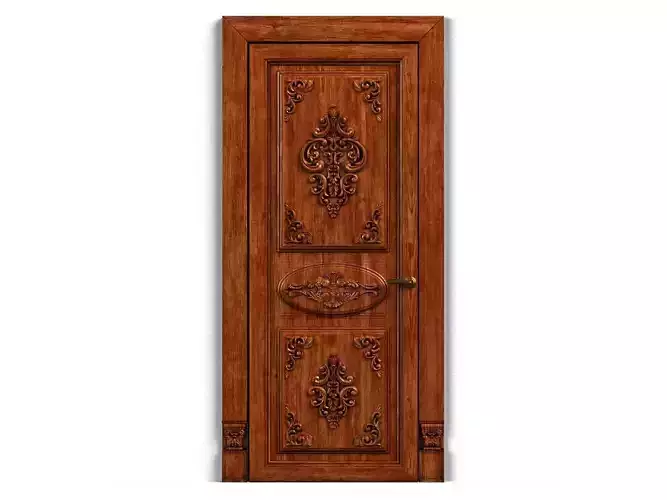 Door0013 wooden door with ornate carvings