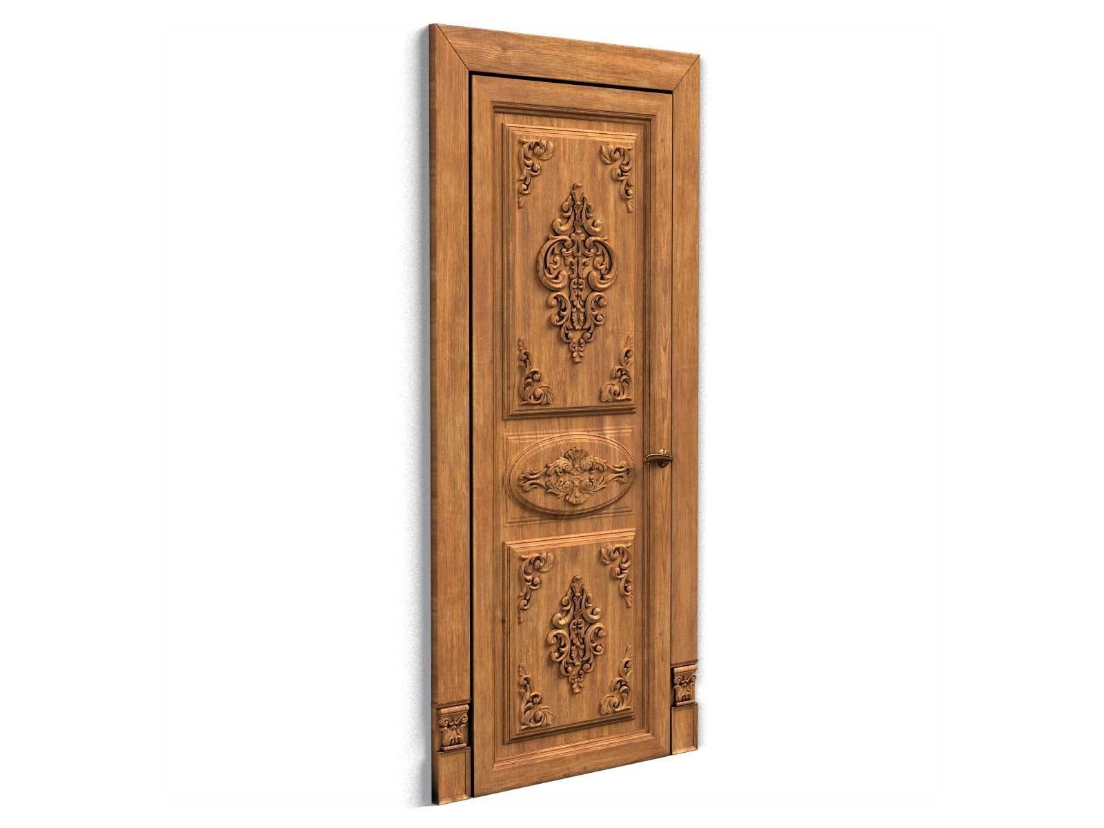 Door0013 wooden door with ornate carvings 3D model_5