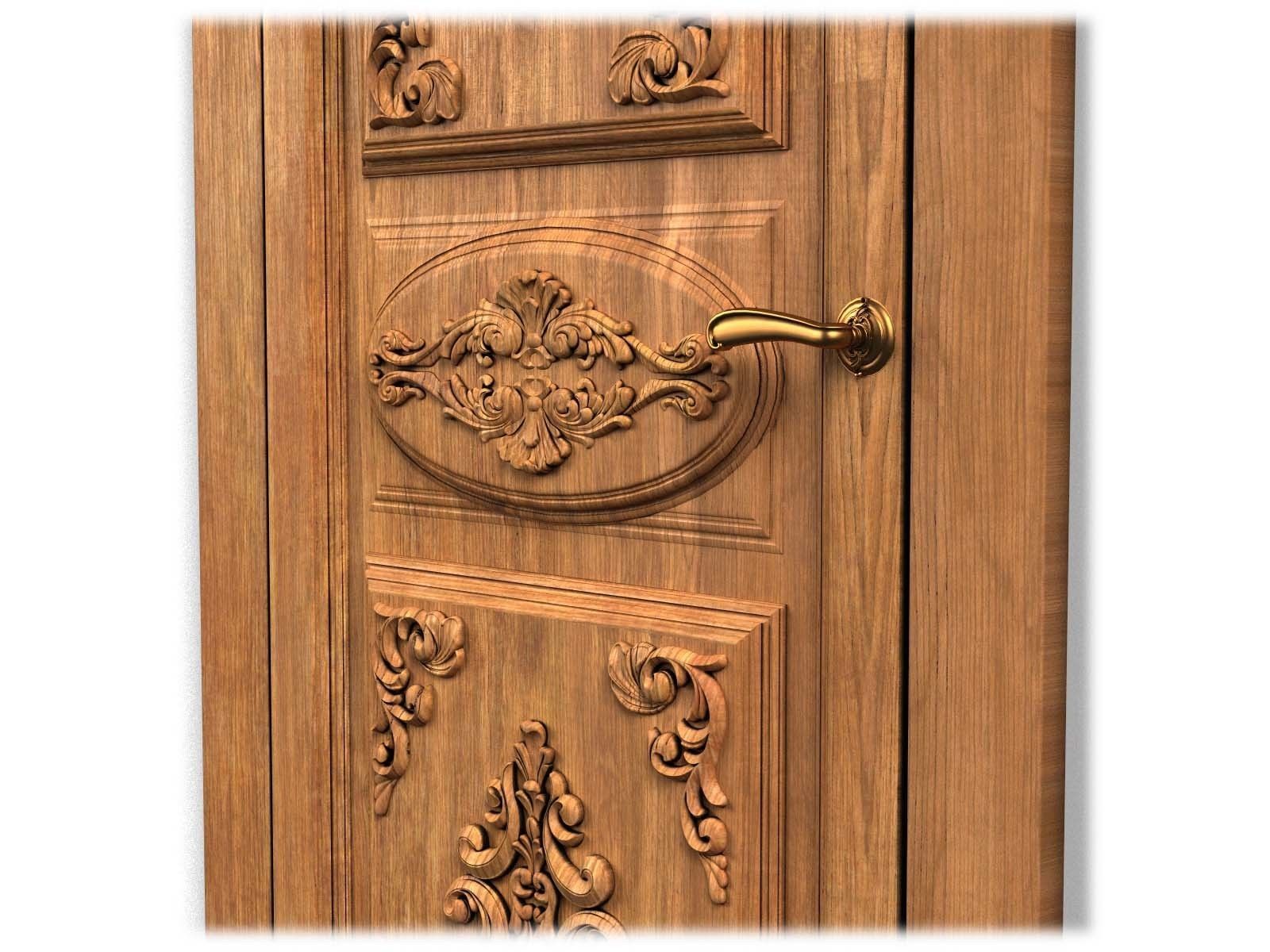 Door0013 wooden door with ornate carvings 3D model_10