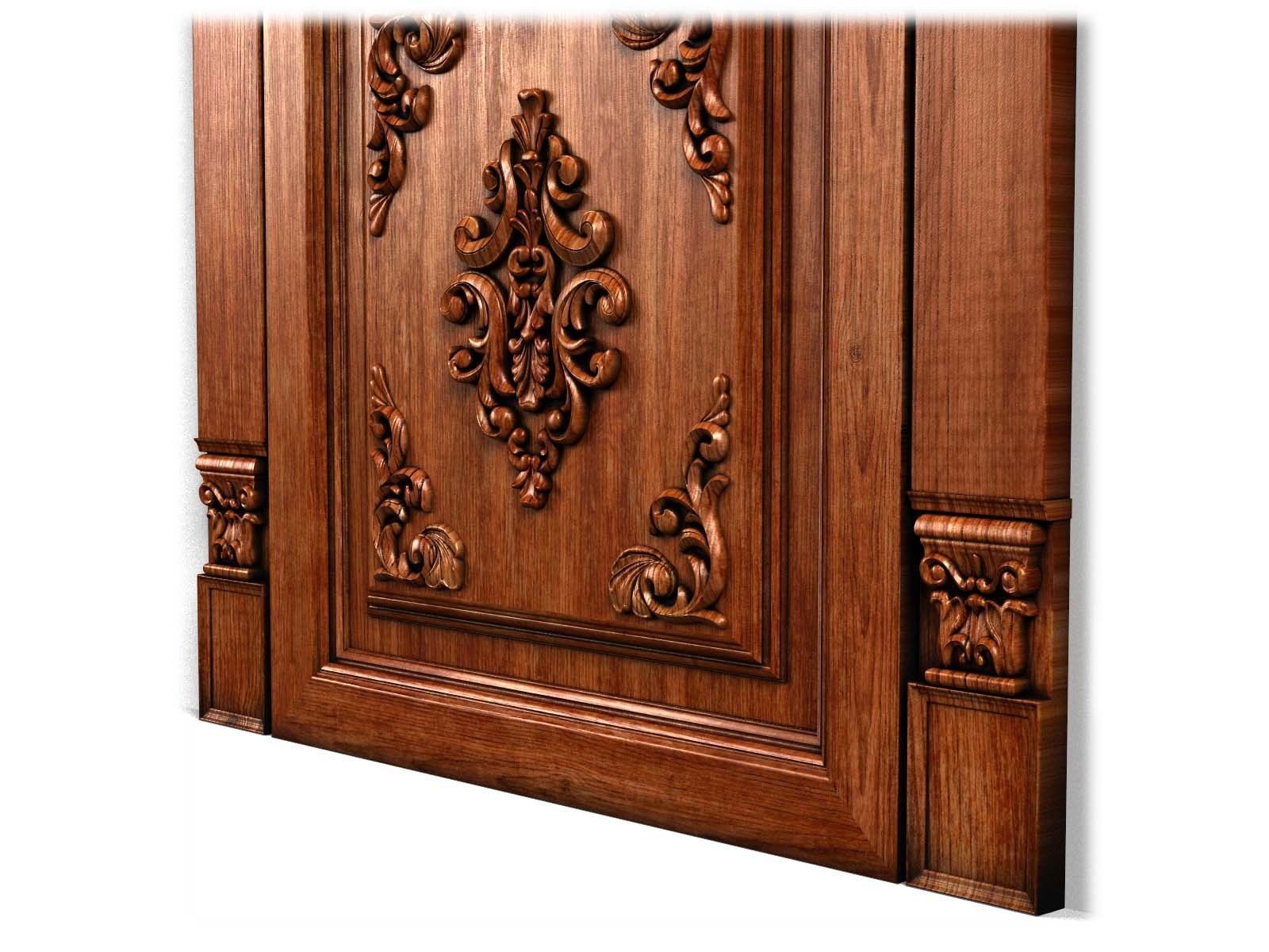 Door0013 wooden door with ornate carvings 3D model_12