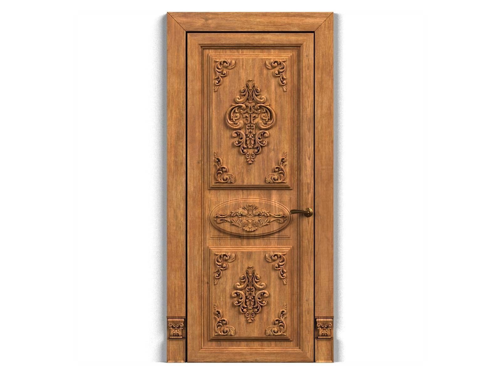 Door0013 wooden door with ornate carvings 3D model_2
