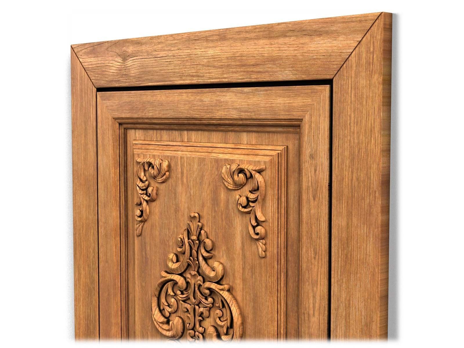 Door0013 wooden door with ornate carvings 3D model_7