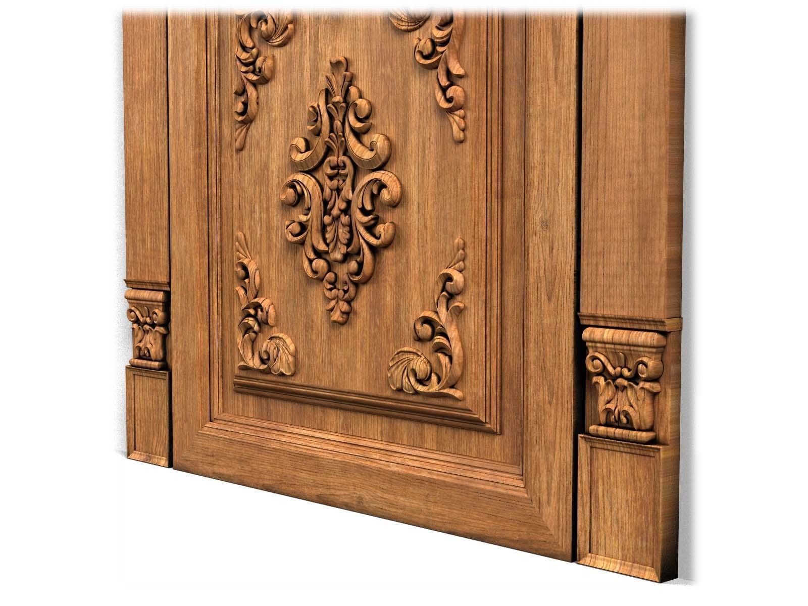 Door0013 wooden door with ornate carvings 3D model_13