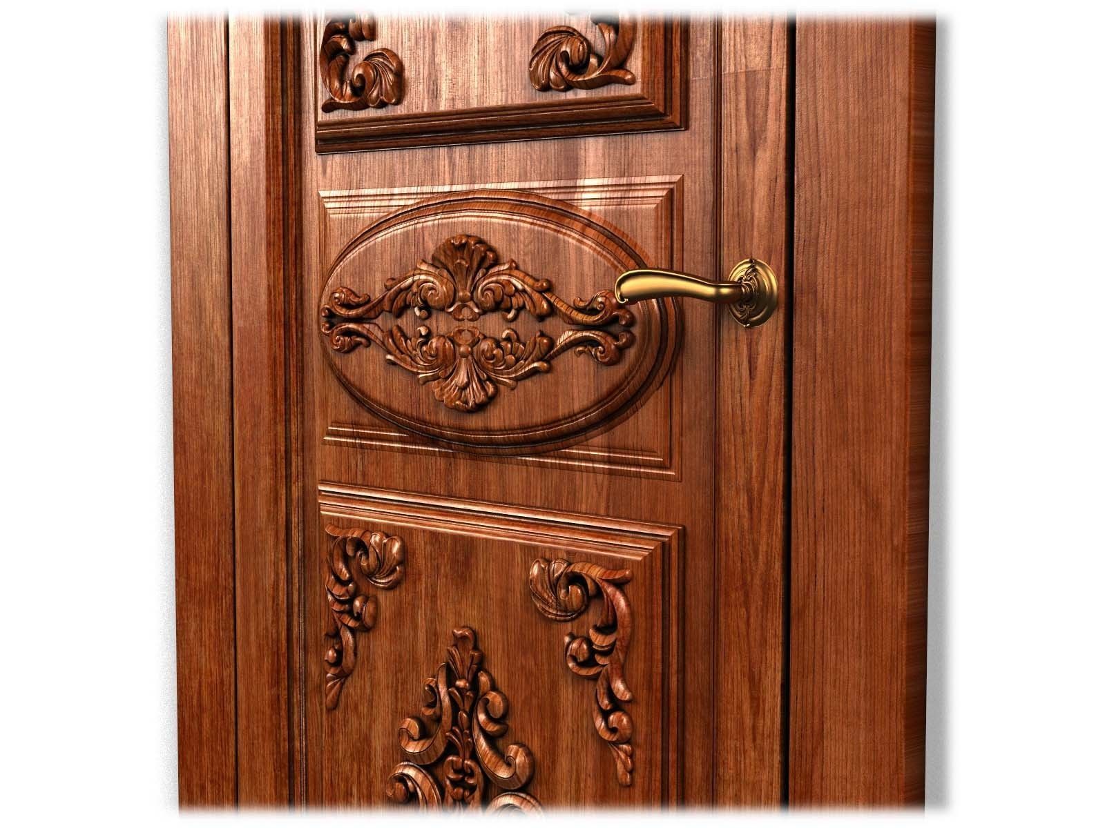 Door0013 wooden door with ornate carvings 3D model_9