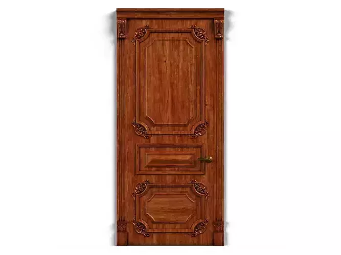 Door0014 wooden door with ornate design