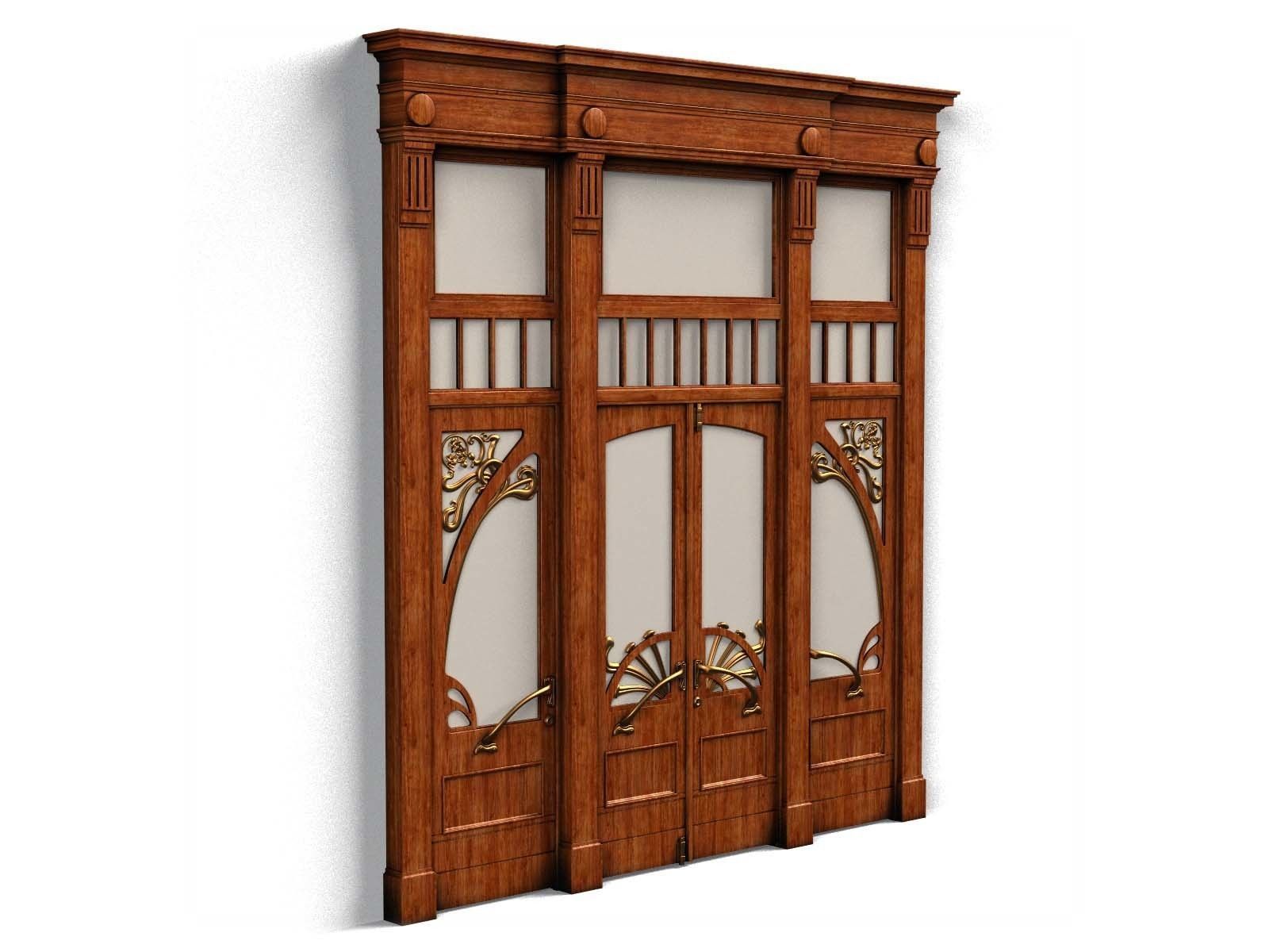 Door0015 wooden door with ornate carvings 3D model_3