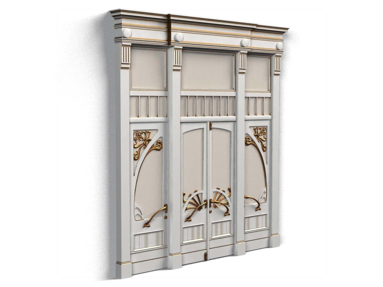 Door0015 wooden door with ornate carvings 3D model_4