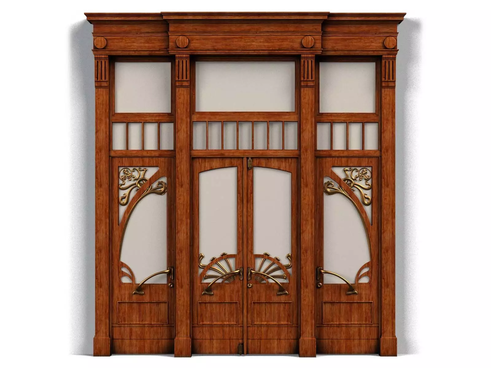 Door0015 wooden door with ornate carvings 3D model_0