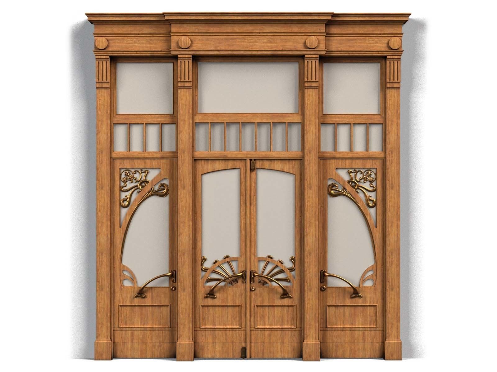 Door0015 wooden door with ornate carvings 3D model_2