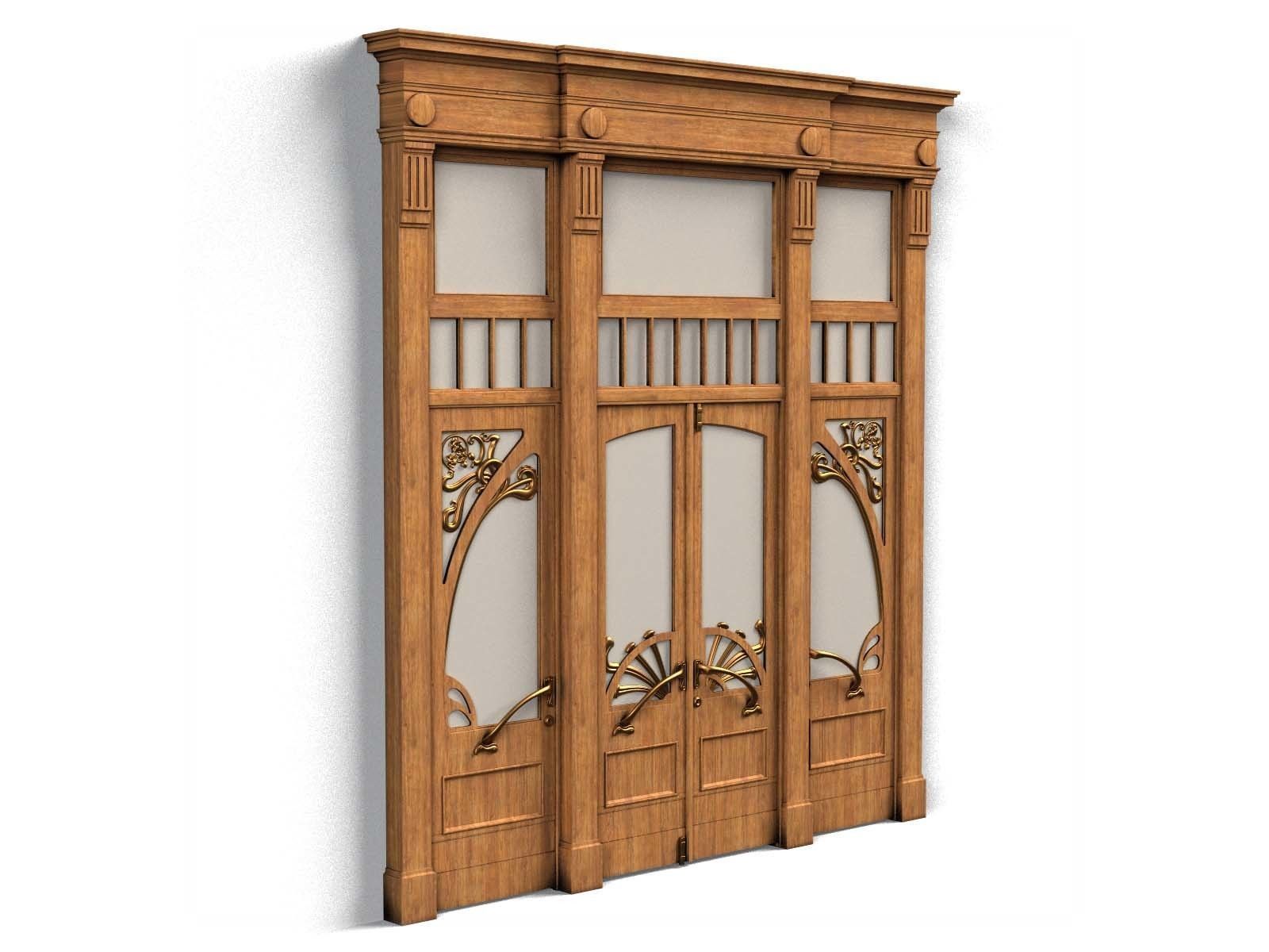 Door0015 wooden door with ornate carvings 3D model_5