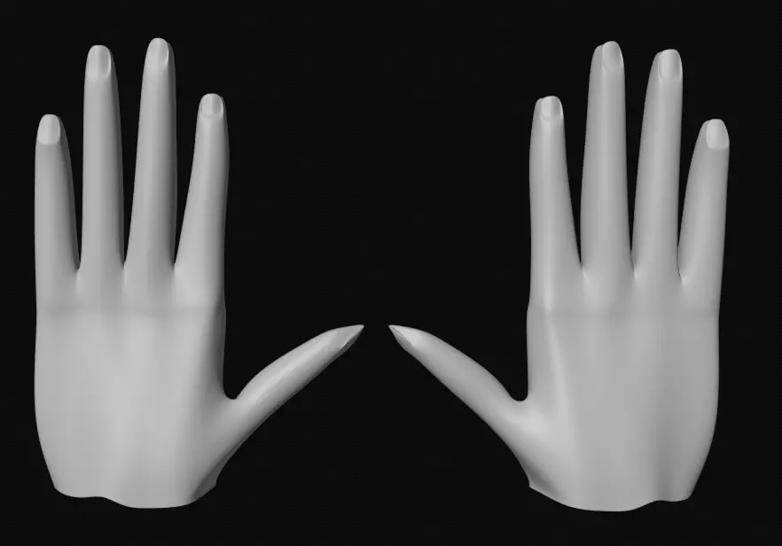 Simple pair of female hands 3D model_0