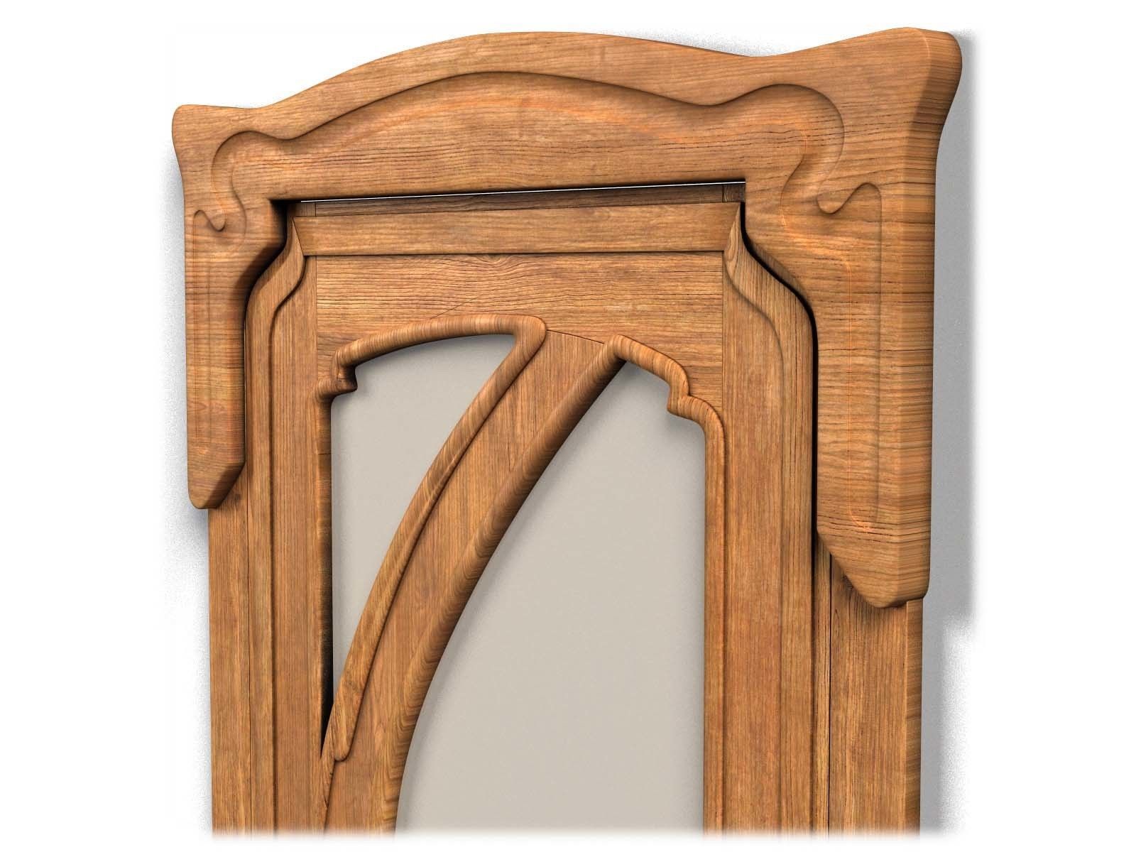 Door0017 wooden door with ornate design 3D model_7