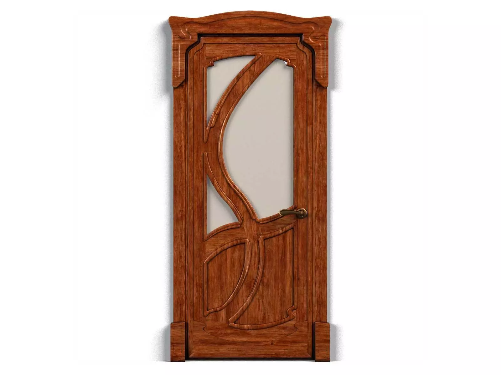 Door0017 wooden door with ornate design 3D model_0
