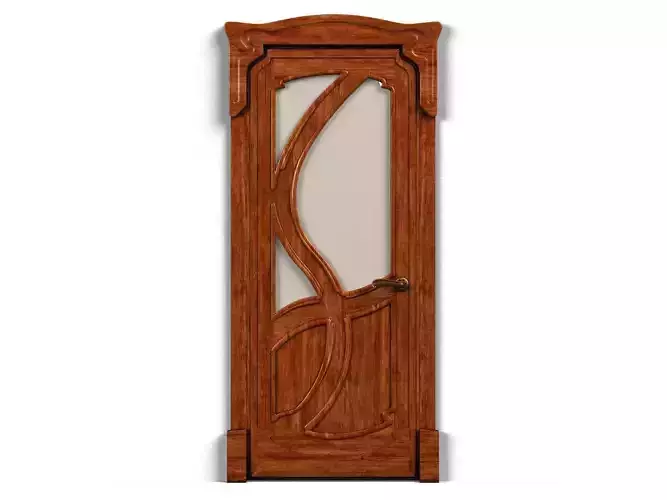 Door0017 wooden door with ornate design 3D model