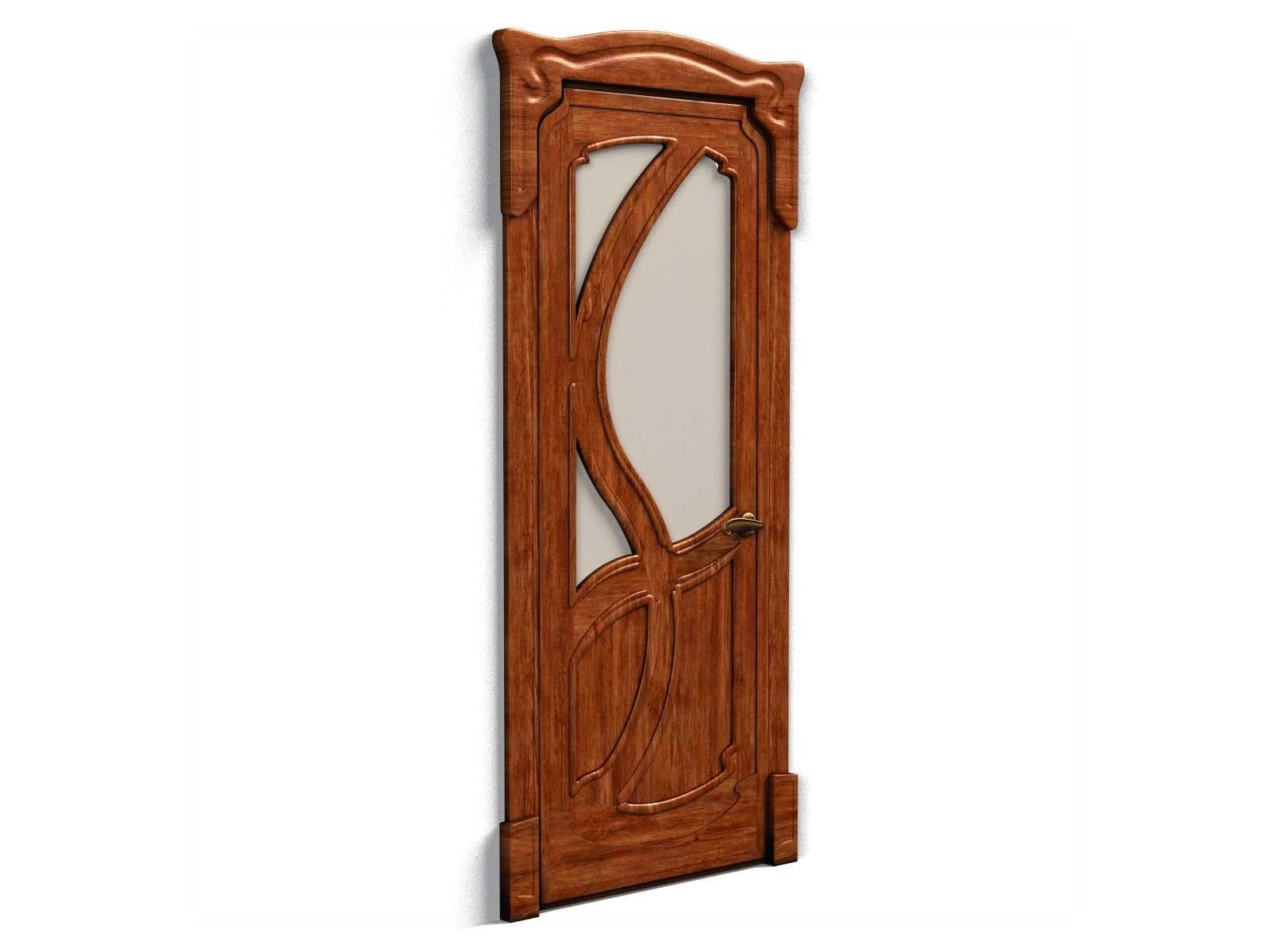 Door0017 wooden door with ornate design 3D model_3