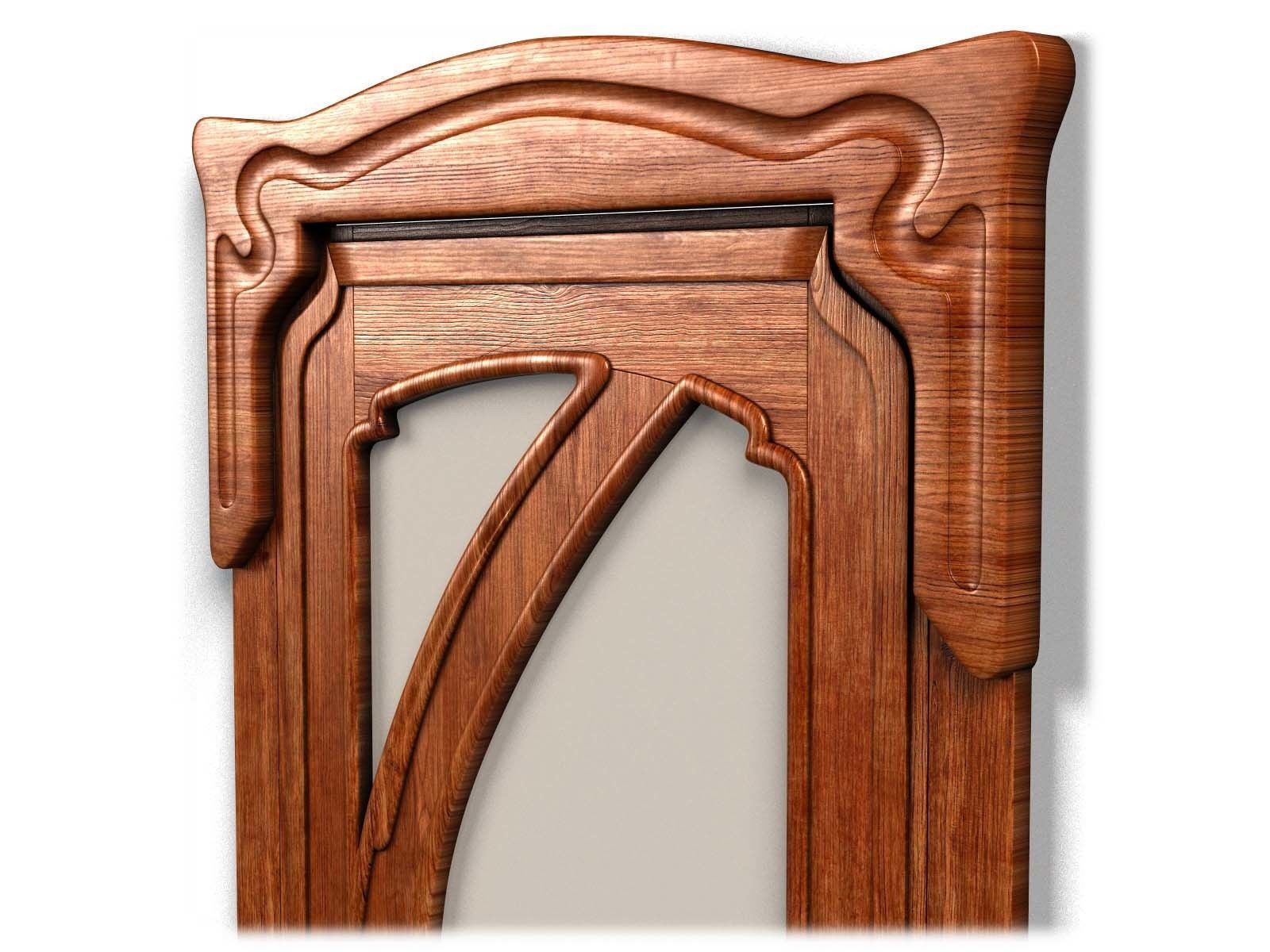 Door0017 wooden door with ornate design 3D model_6