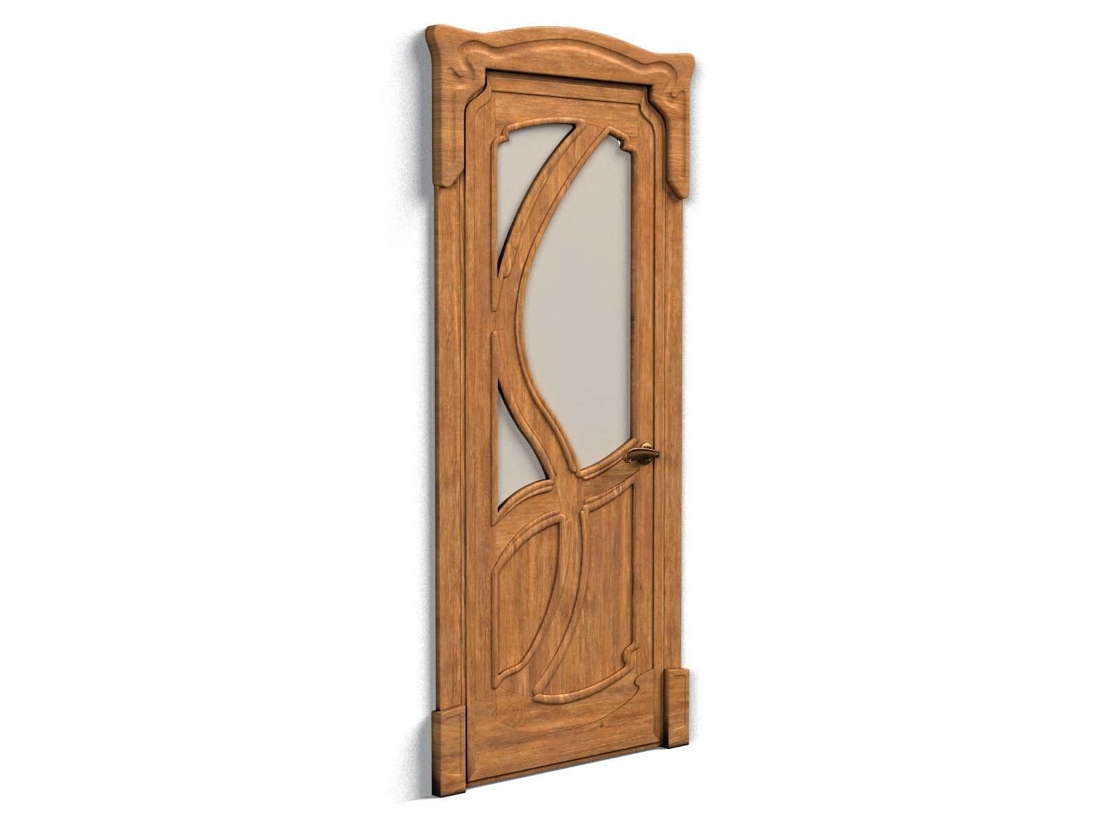 Door0017 wooden door with ornate design 3D model_5